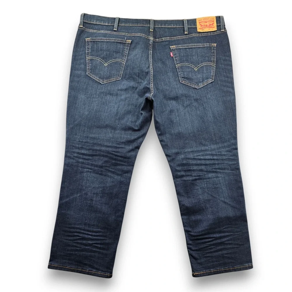 Levis 541 Athletic Taper Mens 46x28 Jeans Dark Wash Blue Cotton Blend Denim